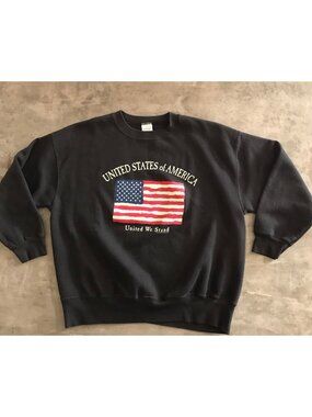 Vintage 90s St John Bay Sweatshirt X-Large Crewneck American Flag USA Grunge 4th